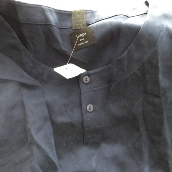 COPY - Lunya Men's Navy Washable Silk sleep scrubs Set L - Picture 3 of 3